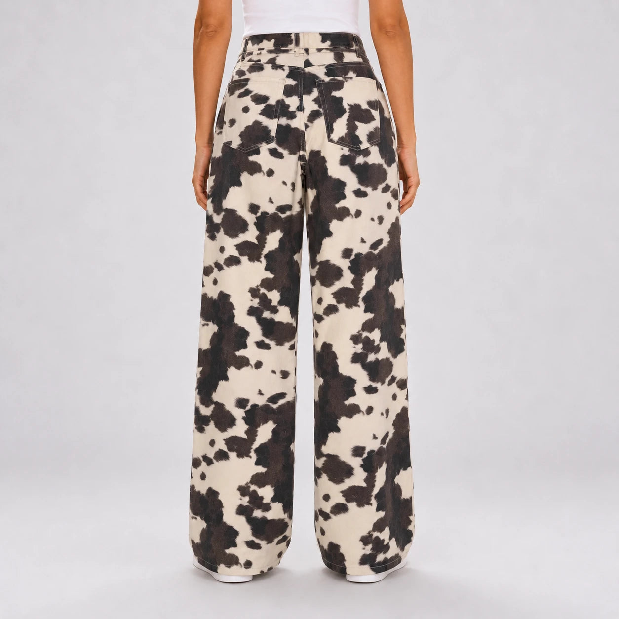 Cow Print Wide Leg Pants WHD0606542