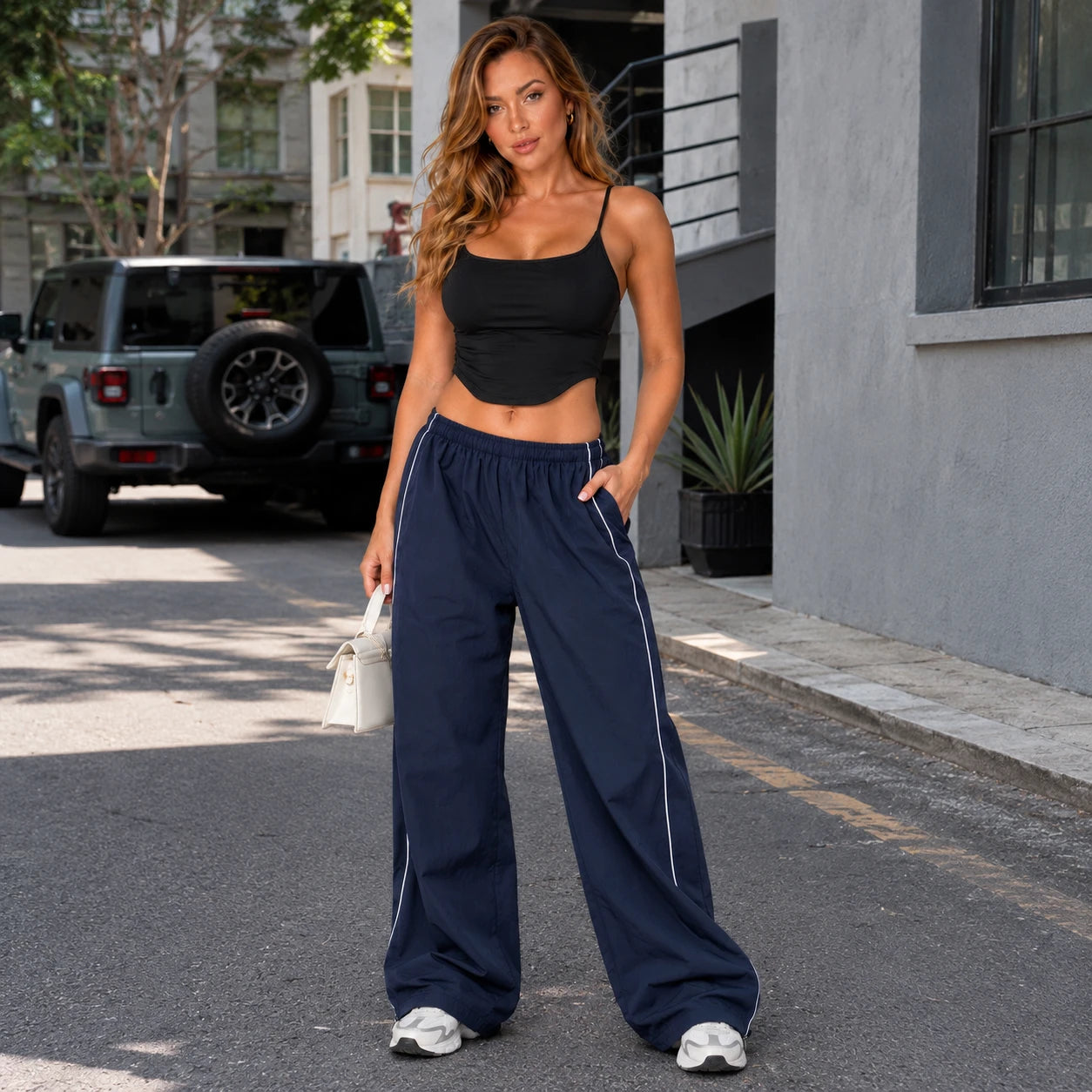 Piped Wide Leg Track Pants WHD0606543