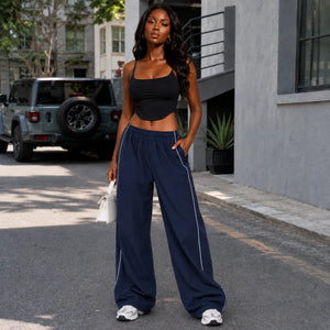 Piped Wide Leg Track Pants WHD0606543