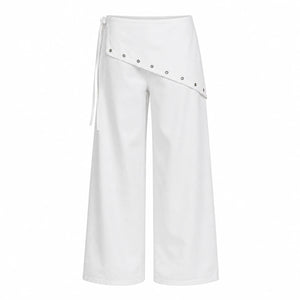 Asymmetric Grommet Wide Leg Pants WHD0606545