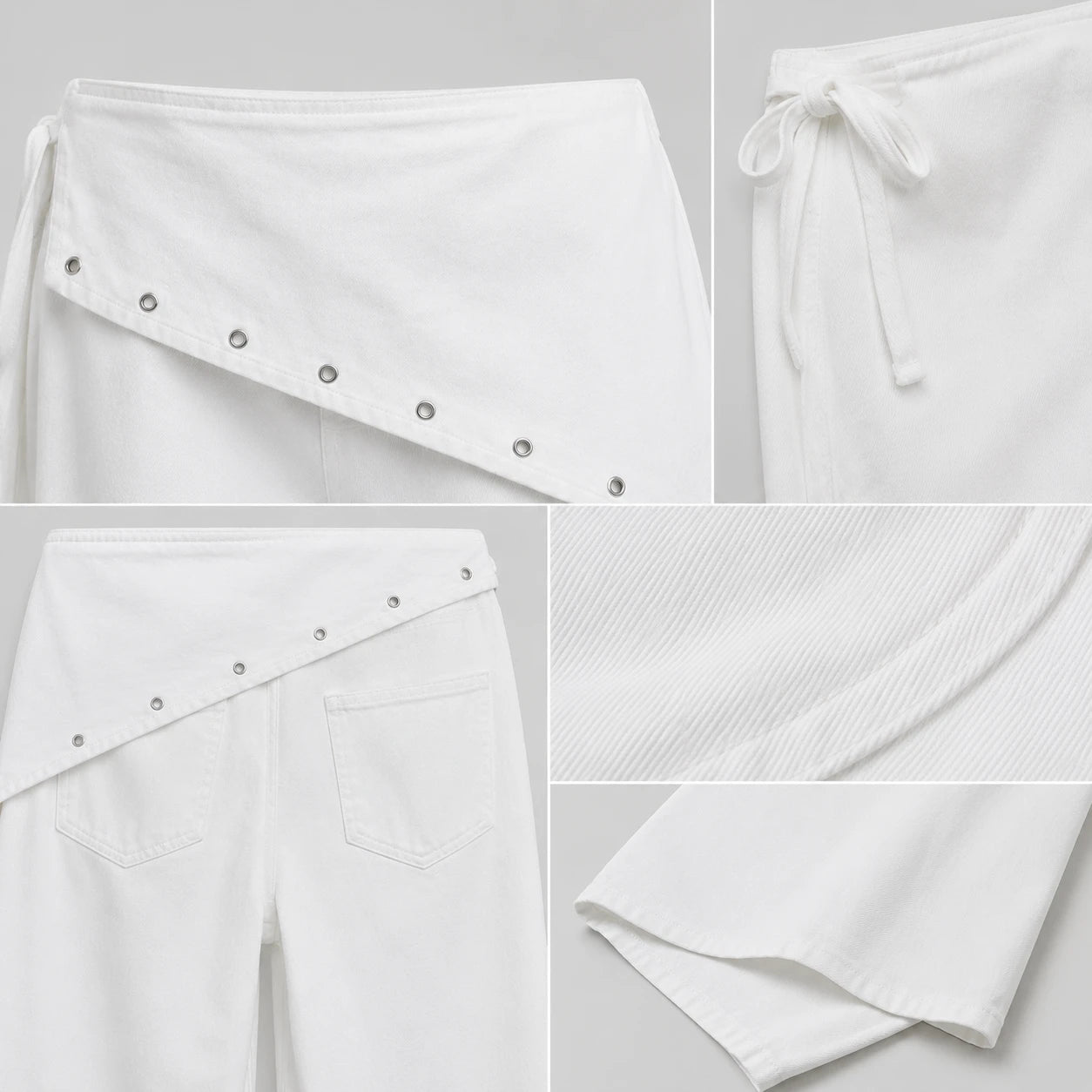 Asymmetric Grommet Wide Leg Pants WHD0606545