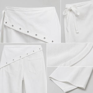 Asymmetric Grommet Wide Leg Pants WHD0606545