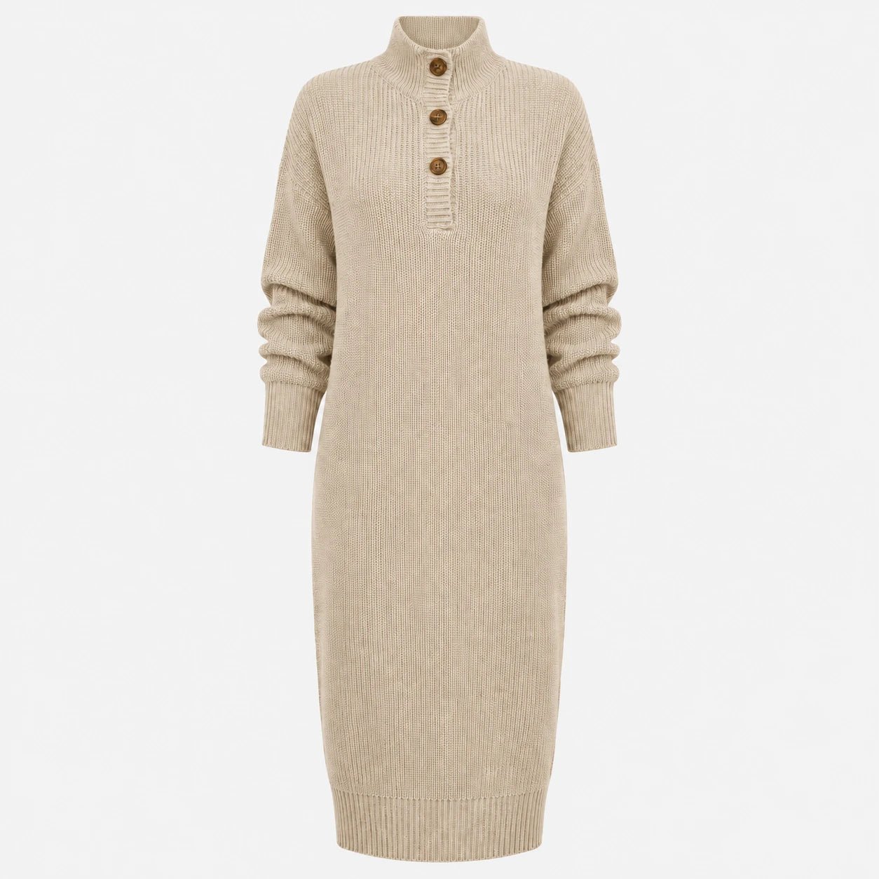 Button Collar Knit Dress WHD0606547