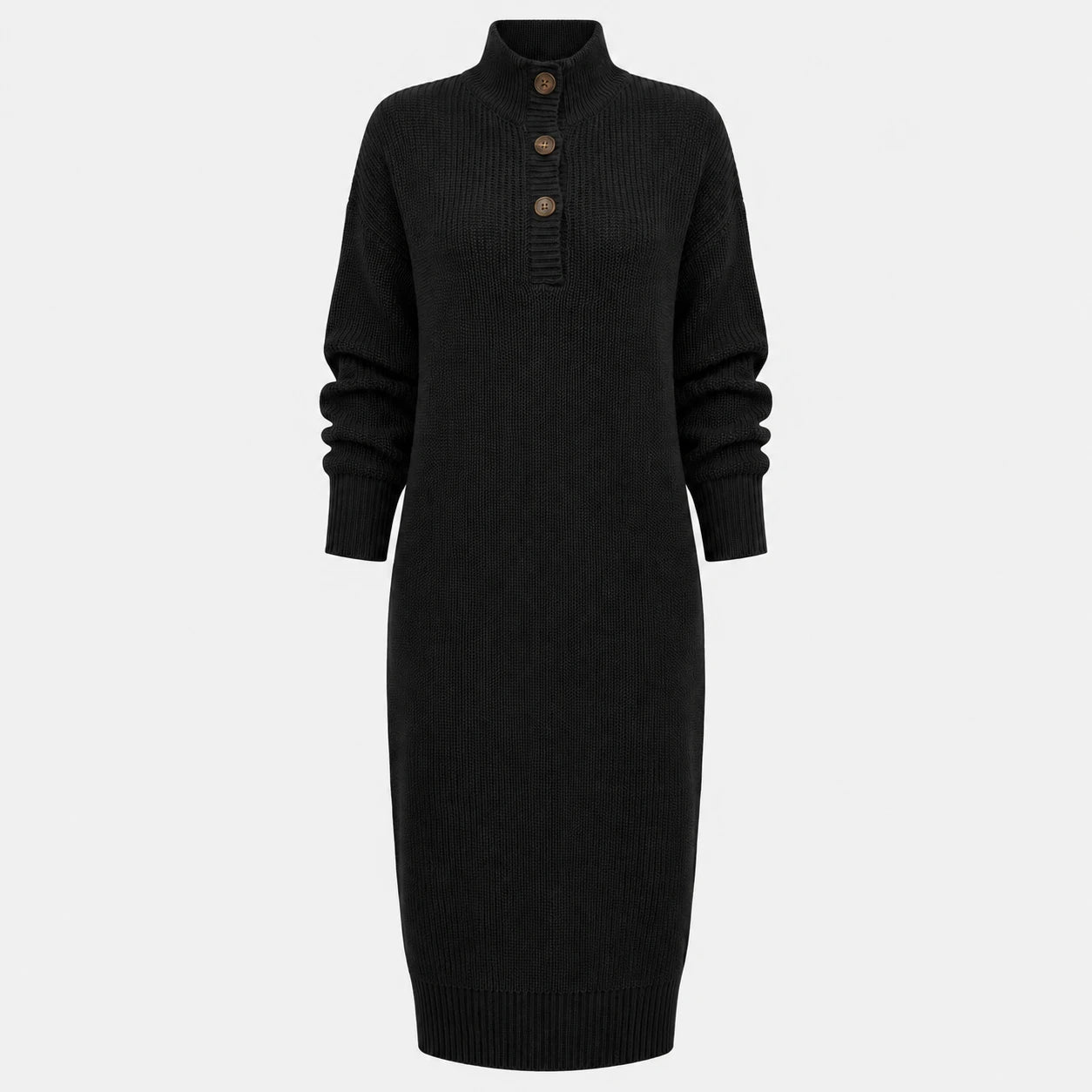 Button Collar Knit Dress WHD0606547