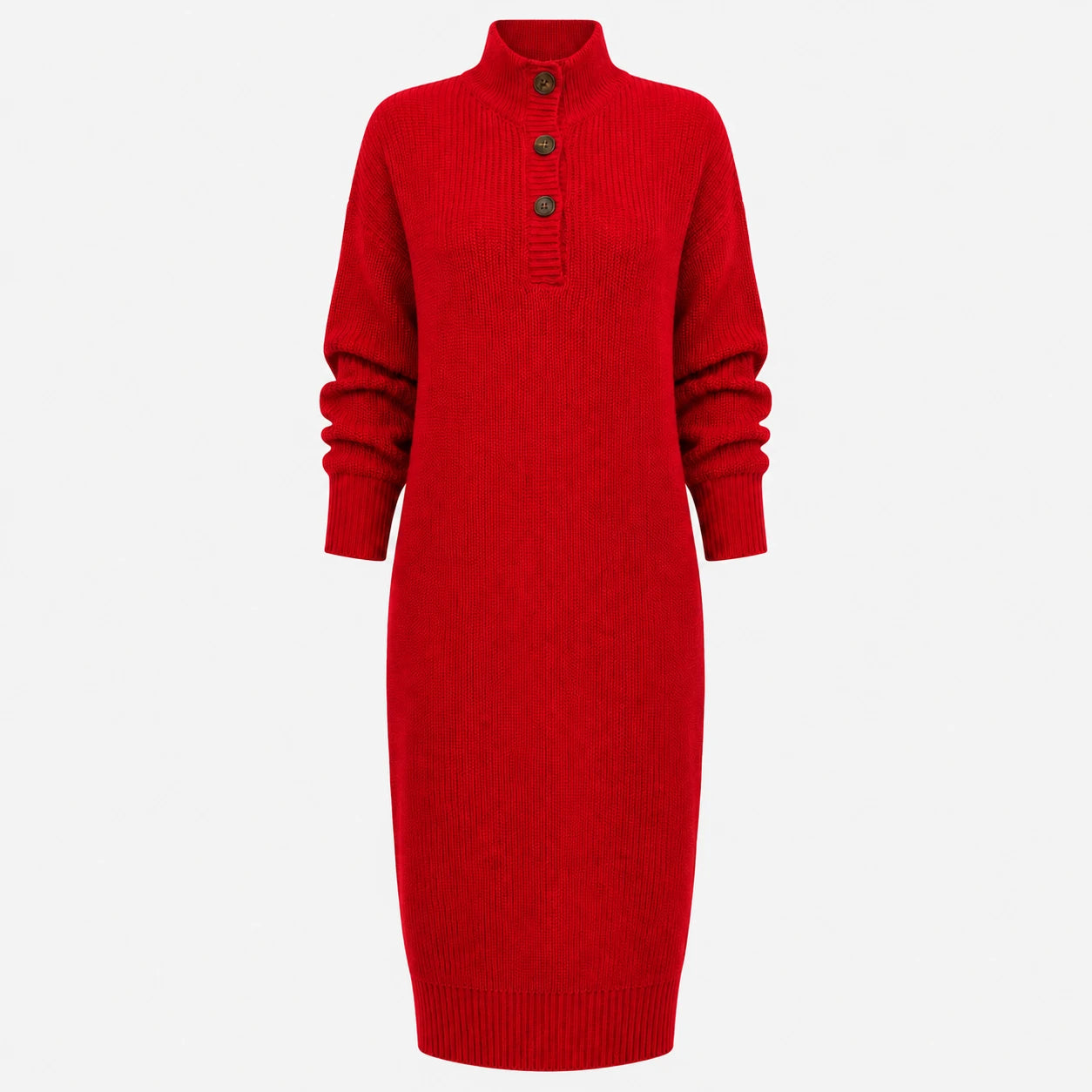 Button Collar Knit Dress WHD0606547