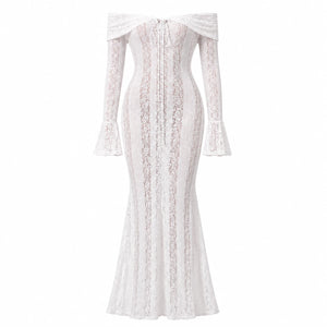 Off-Shoulder Lace Maxi Dress WHD0606550