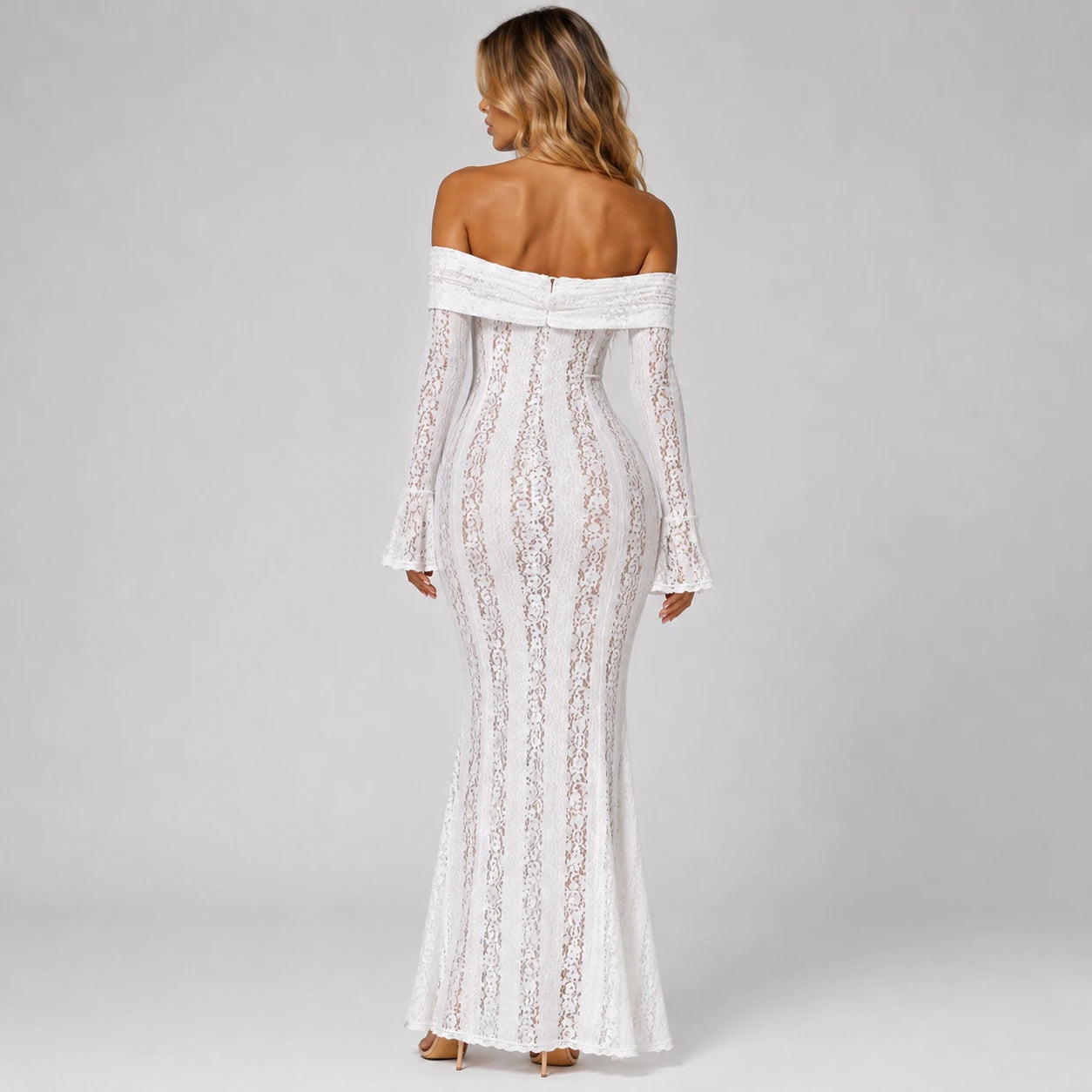Off-Shoulder Lace Maxi Dress WHD0606550