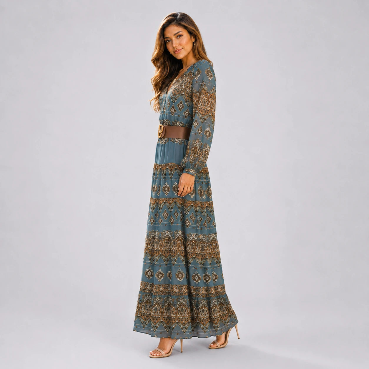 Paisley Belted Maxi Dress WHD0606552
