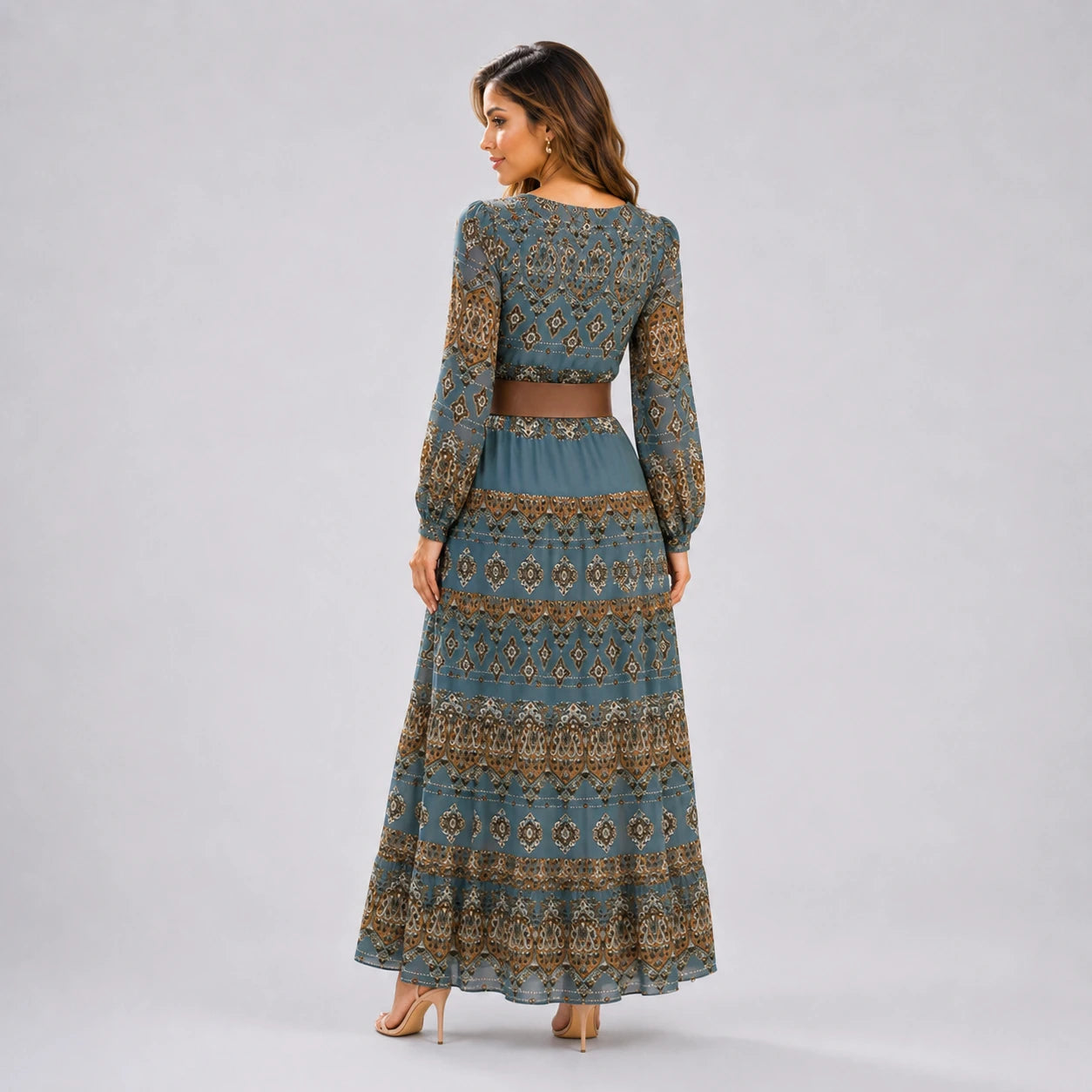 Paisley Belted Maxi Dress WHD0606552