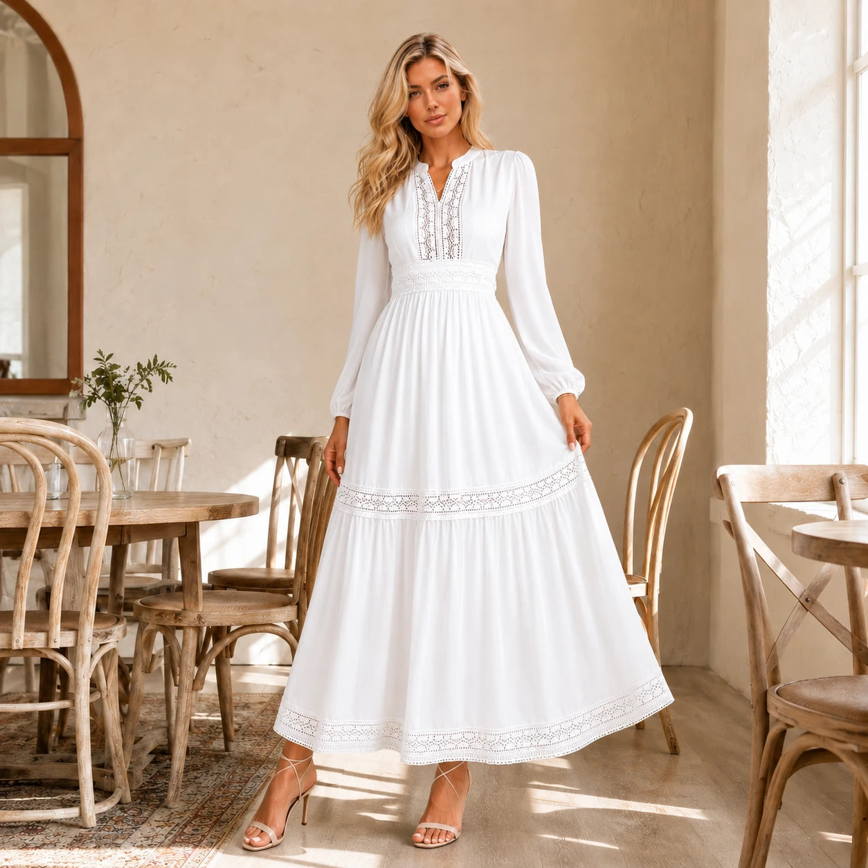 Lace Trim Maxi Dress WHD0606553