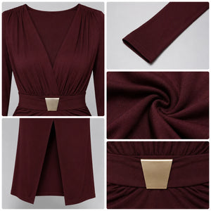 Gold-Detail Ruched Maxi Dress WHD0606554