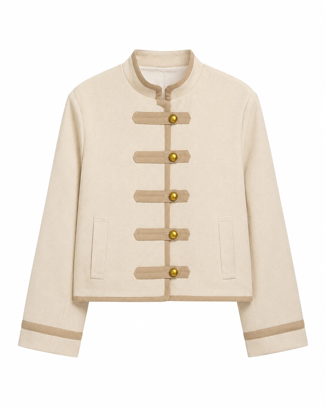 Contrast Trim Cropped Jacket WHD0606577