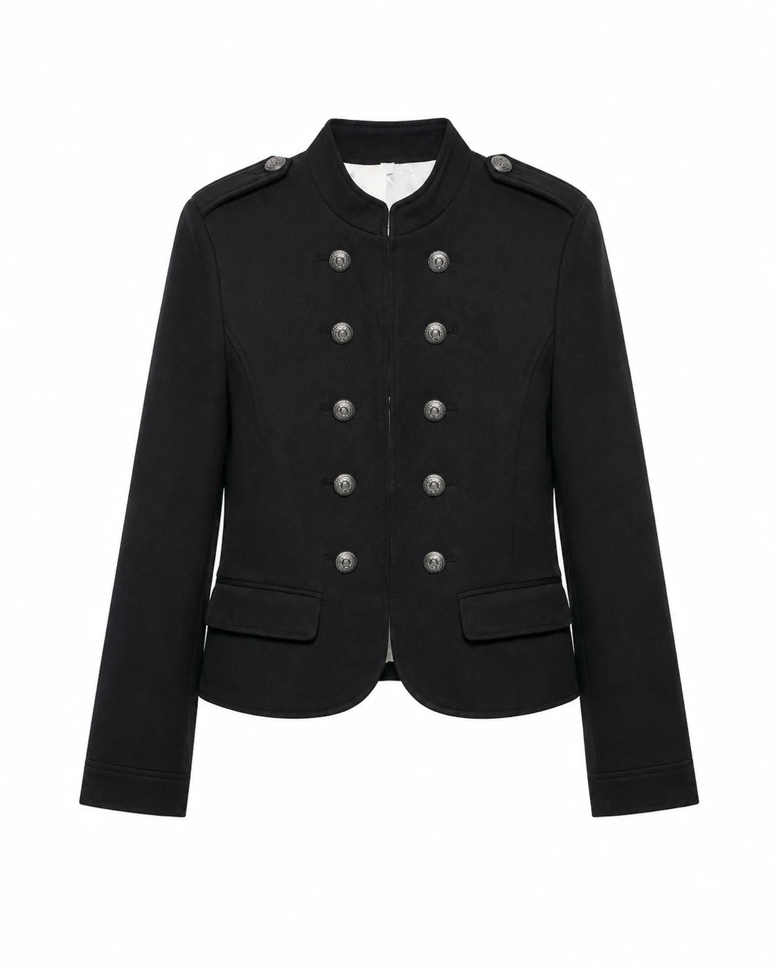 Military Button Cropped Jacket WHD0606580