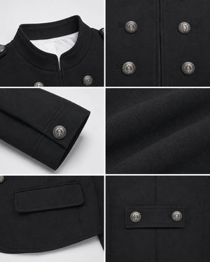 Military Button Cropped Jacket WHD0606580