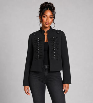 Military Detail Crop Jacket WHD0606581