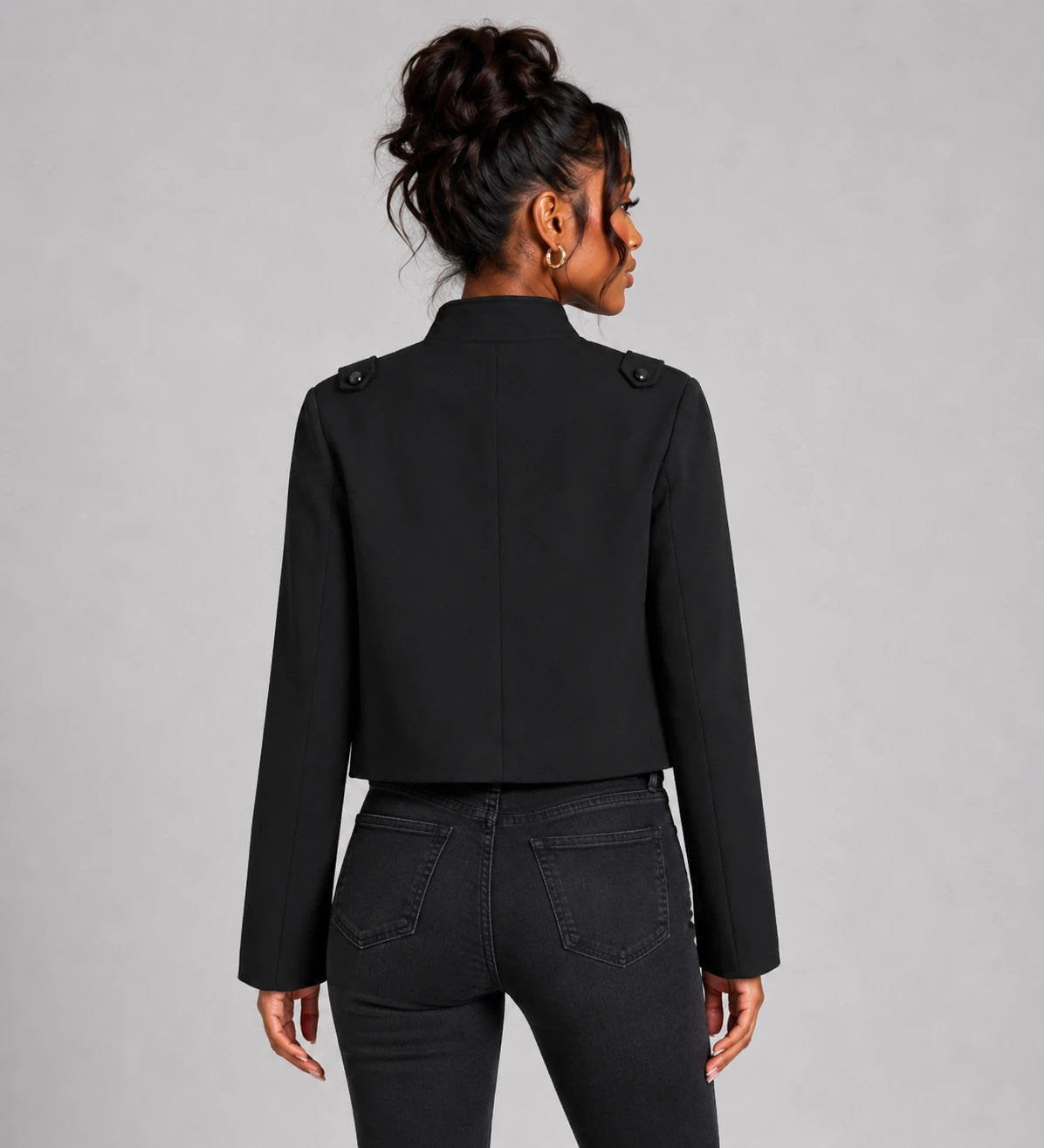 Military Detail Crop Jacket WHD0606581