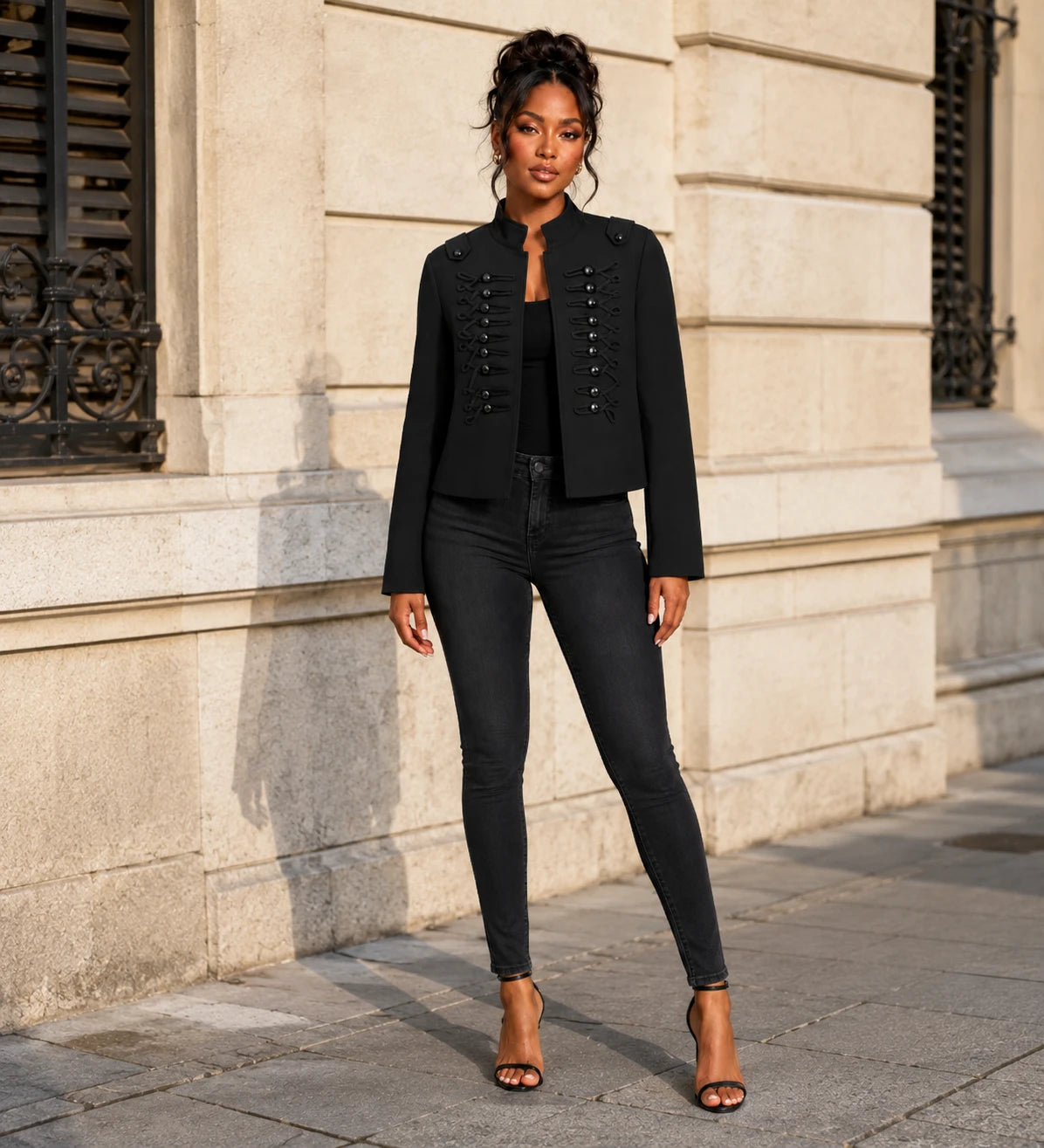 Military Detail Crop Jacket WHD0606581