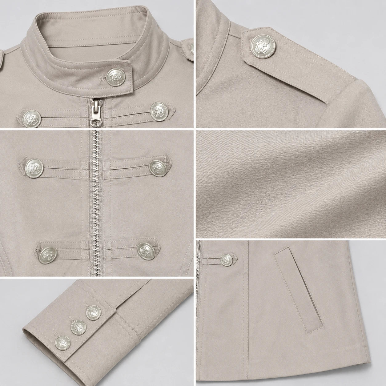 Zip Front Military Jacket WHD0606582