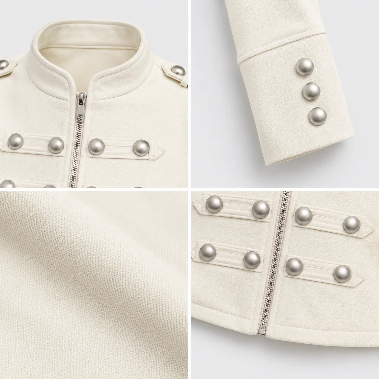 Ivory Military Crop Jacket WHD0606585