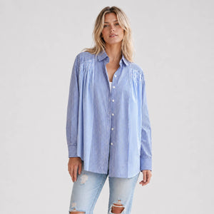 Striped Oversized Button-Up Shirt WHD0606587