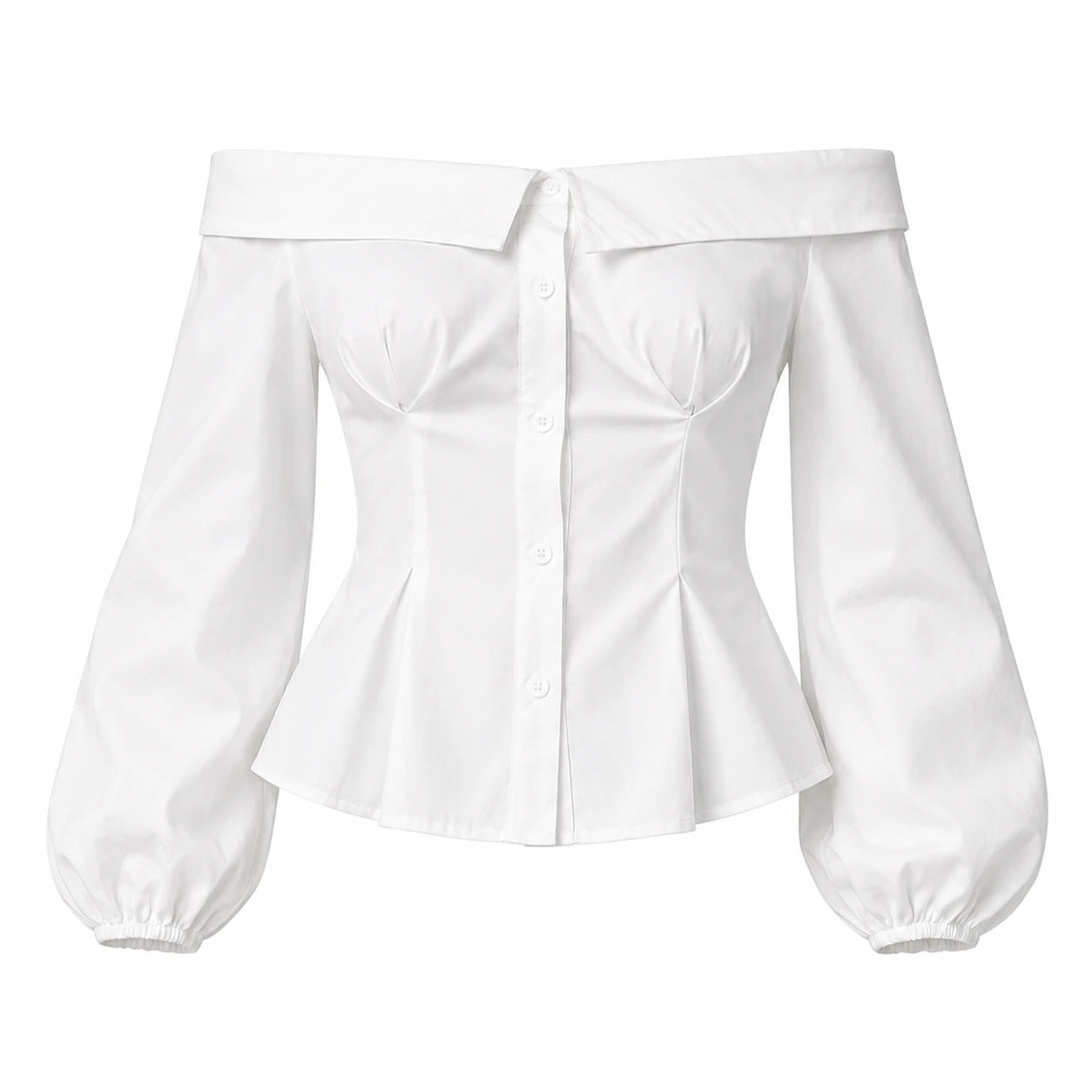 Off-Shoulder Button Blouse WHD0606588