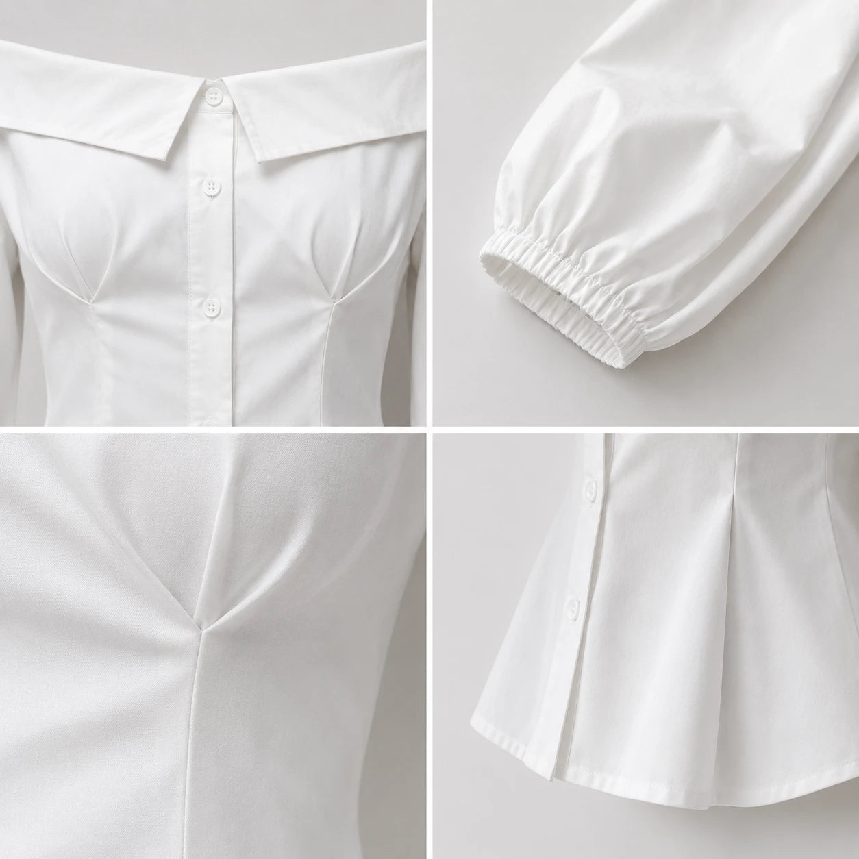 Off-Shoulder Button Blouse WHD0606588