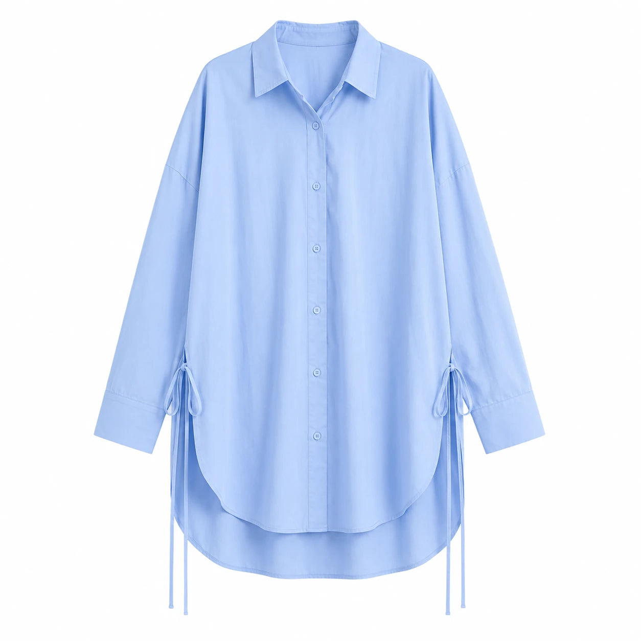 Oversized Side-Tie Button-Up Shirt WHD0606589
