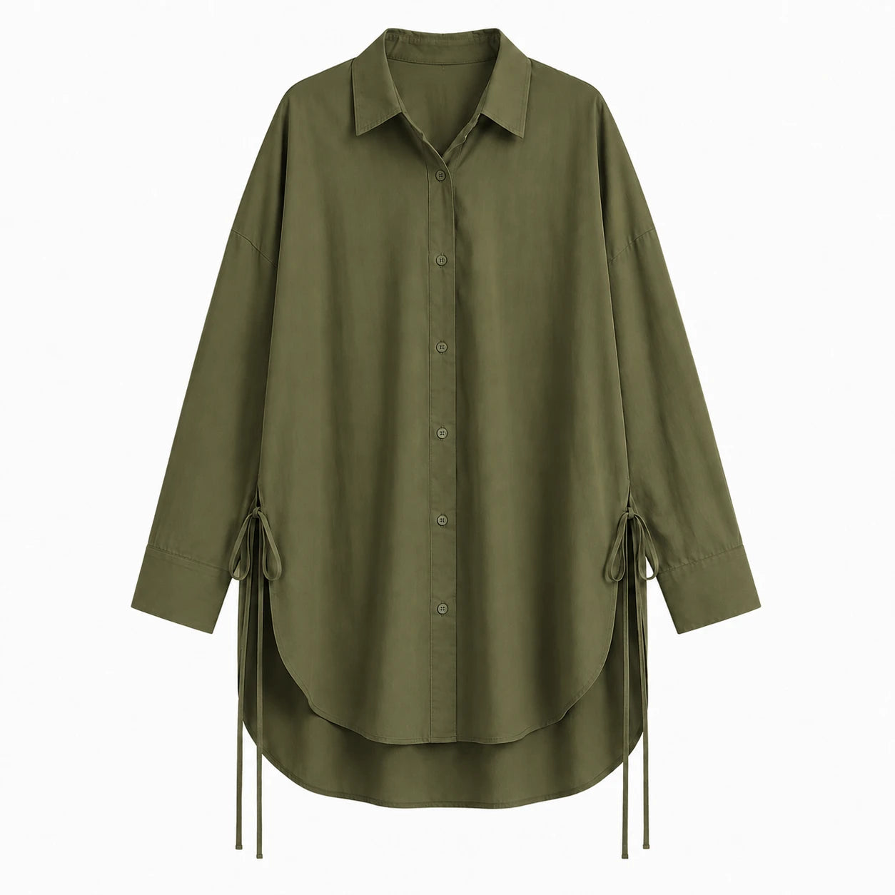 Oversized Side-Tie Button-Up Shirt WHD0606589