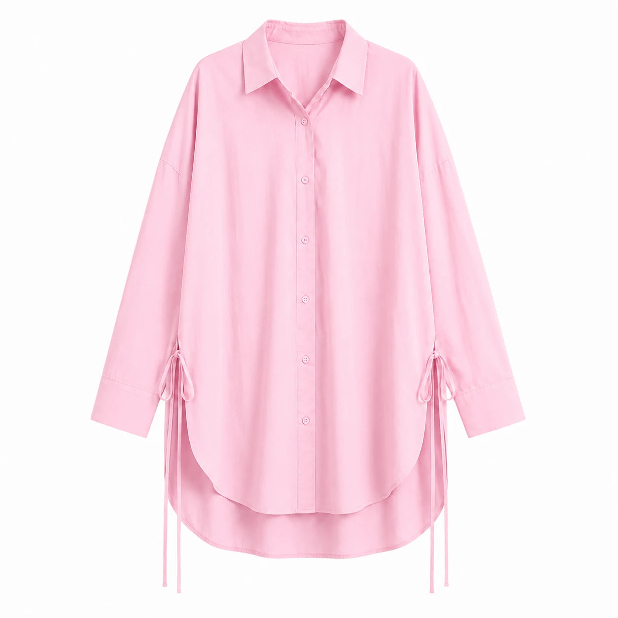 Oversized Side-Tie Button-Up Shirt WHD0606589