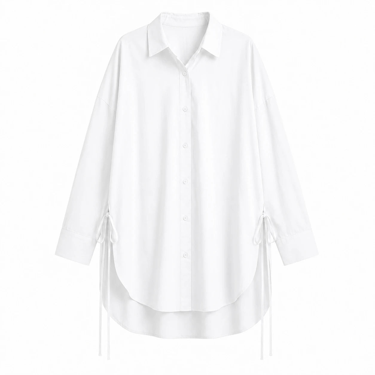 Oversized Side-Tie Button-Up Shirt WHD0606589