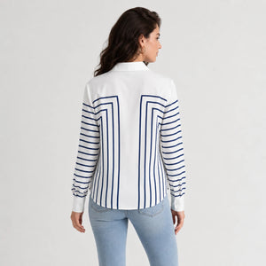 Geometric Stripe Button Shirt WHD0606590
