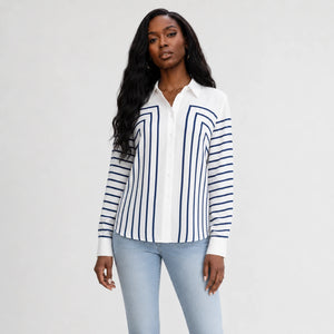 Geometric Stripe Button Shirt WHD0606590