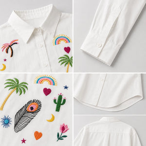 Embroidered Button Front Shirt WHD0606595