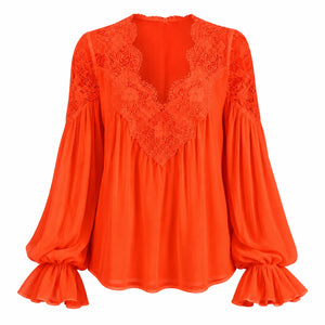 Lace V-Neck Blouse WHD0606596
