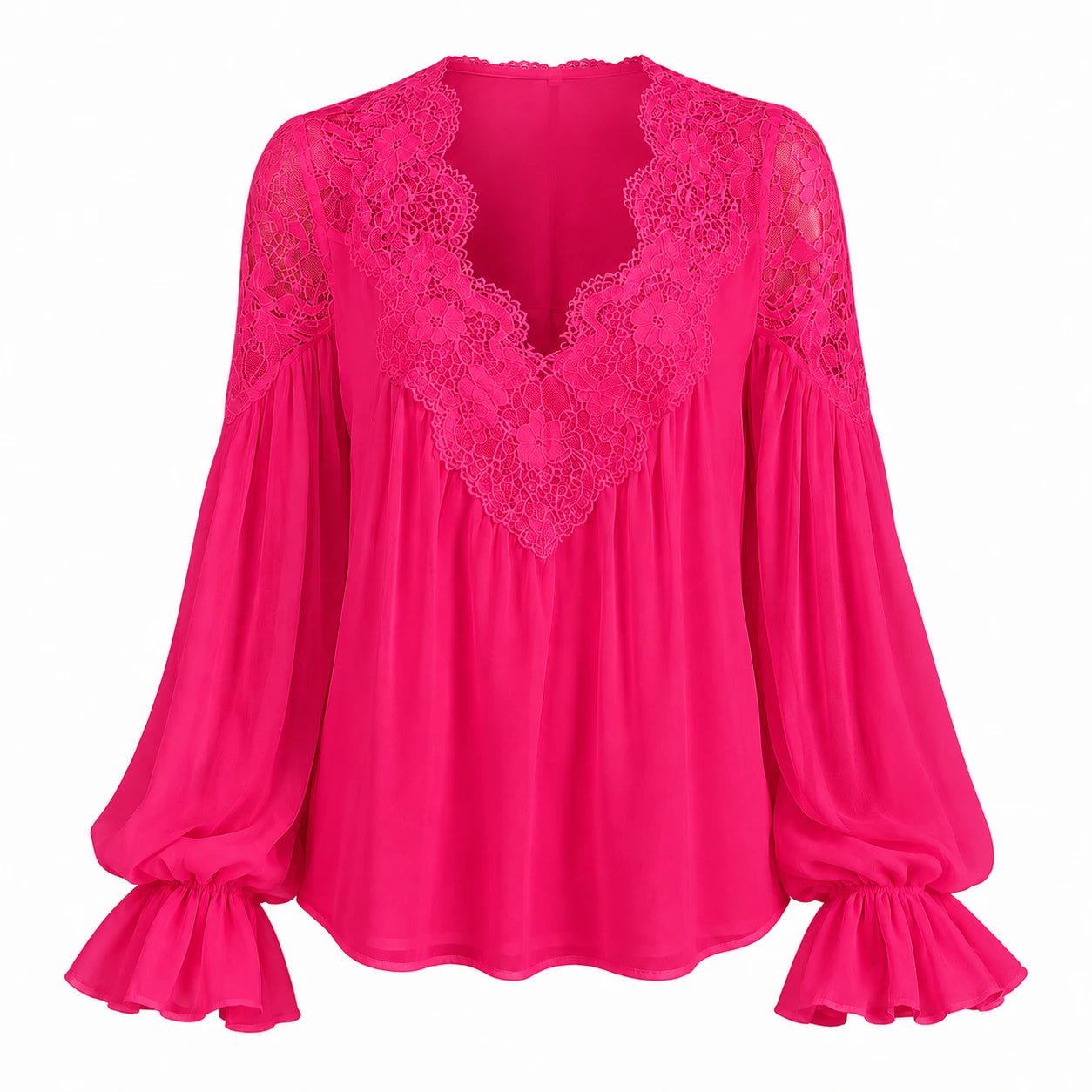 Lace V-Neck Blouse WHD0606596