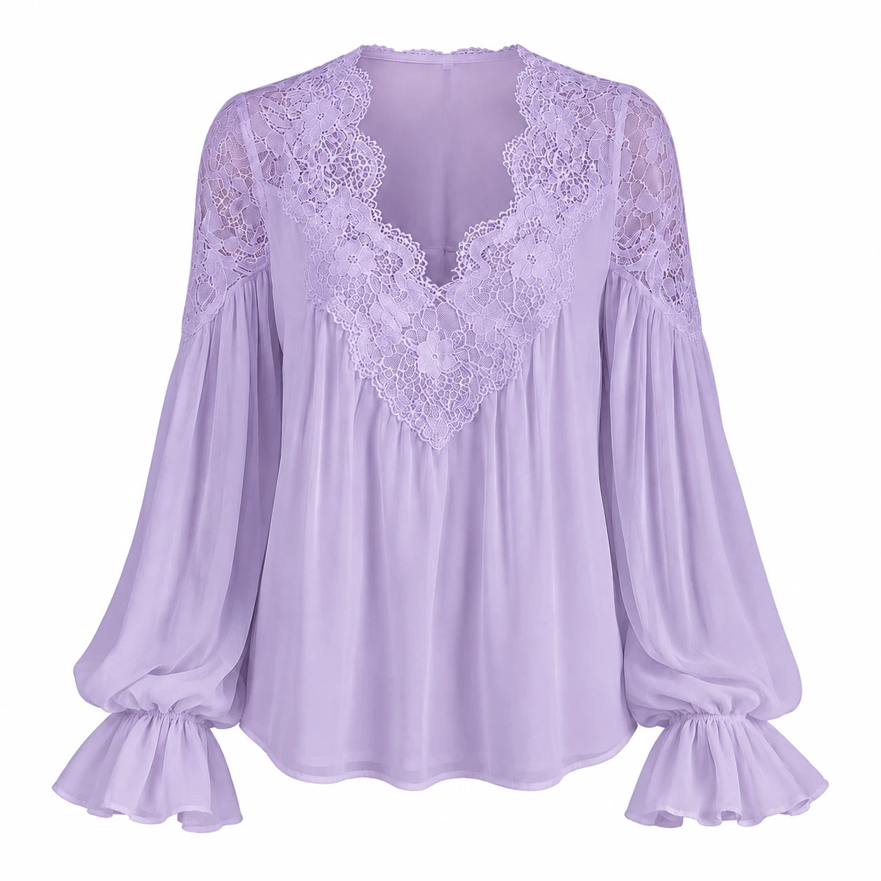 Lace V-Neck Blouse WHD0606596