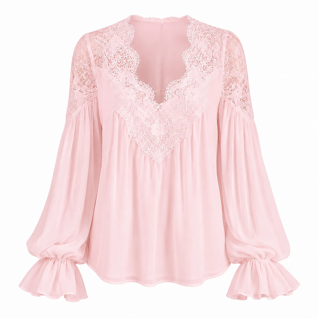 Lace V-Neck Blouse WHD0606596