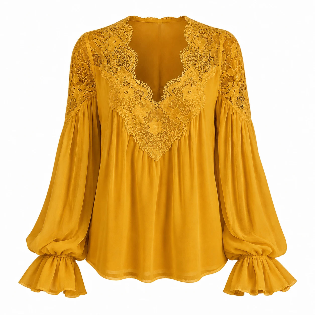 Lace V-Neck Blouse WHD0606596