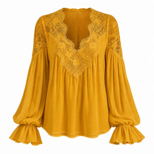 Lace V-Neck Blouse WHD0606596