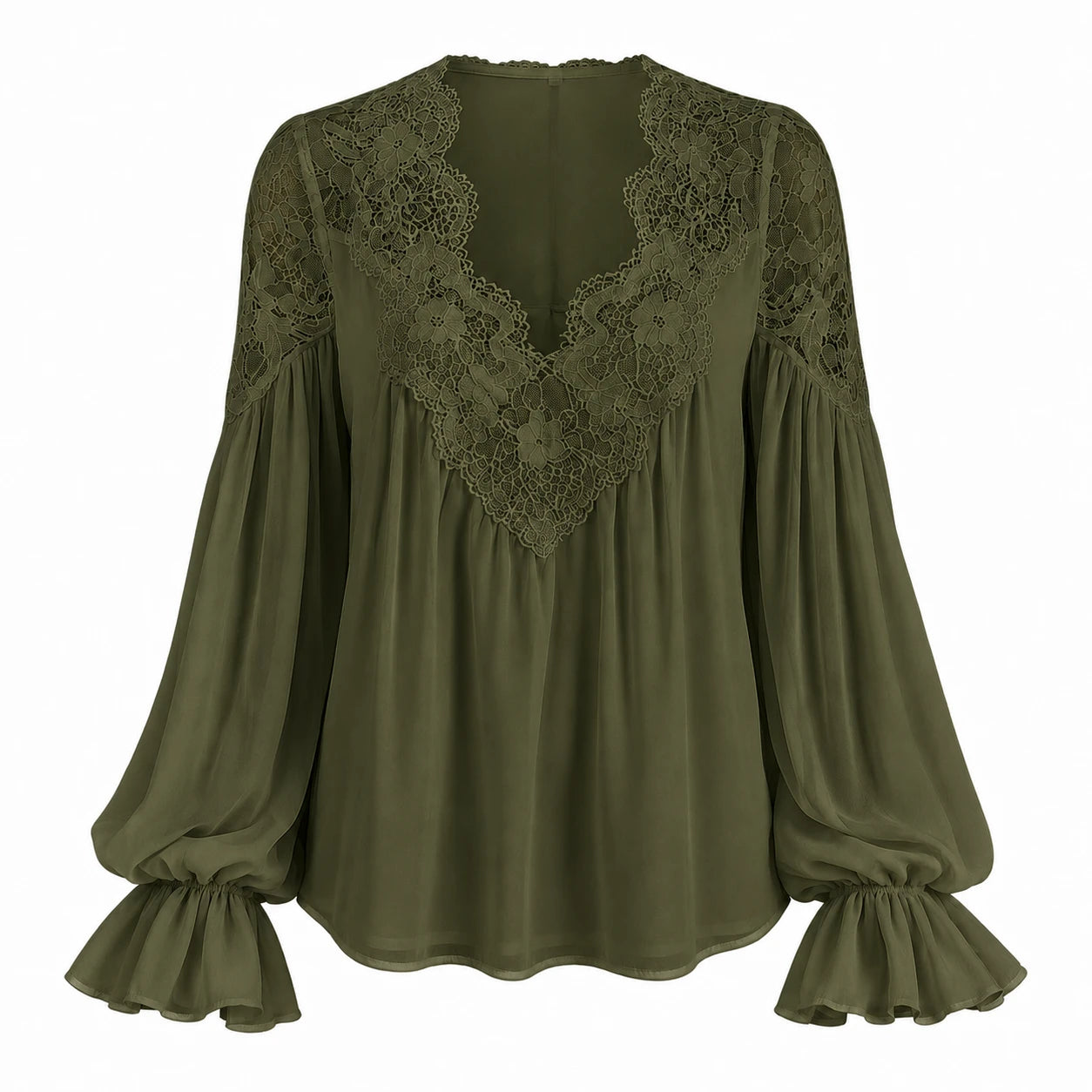Lace V-Neck Blouse WHD0606596