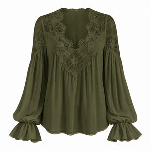Lace V-Neck Blouse WHD0606596