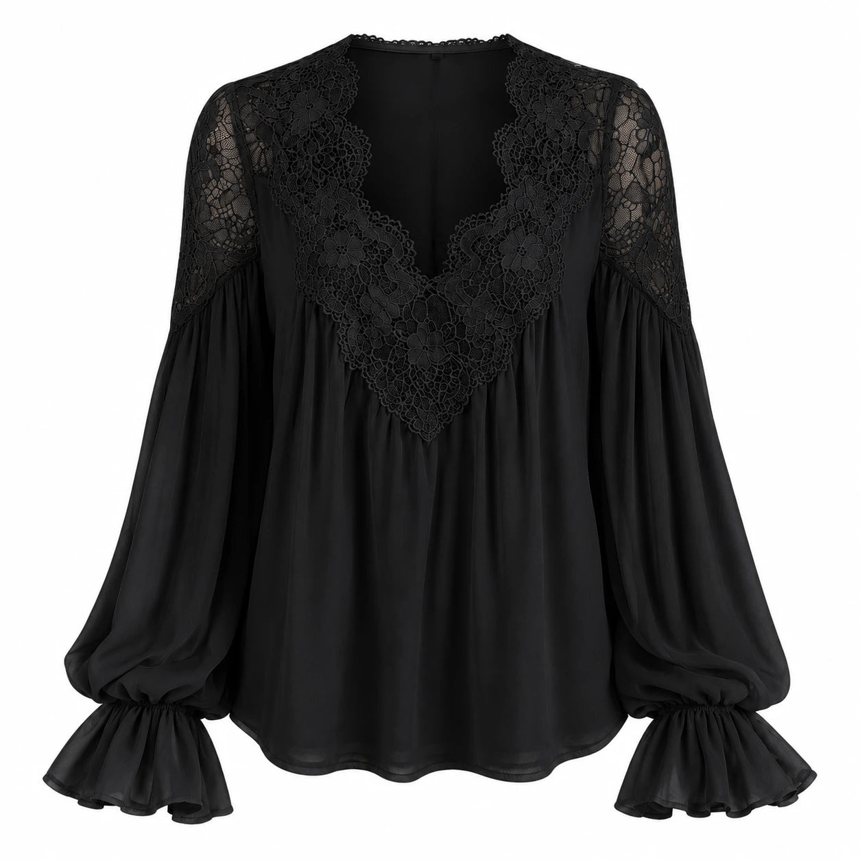Lace V-Neck Blouse WHD0606596