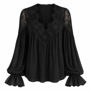 Lace V-Neck Blouse WHD0606596