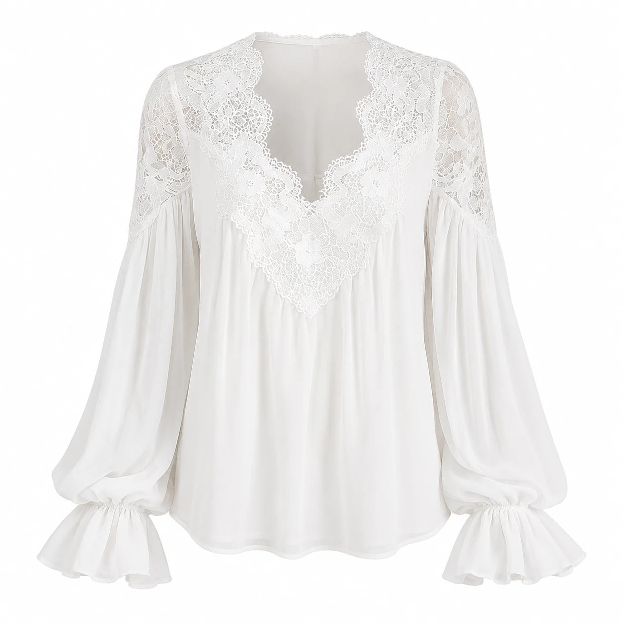 Lace V-Neck Blouse WHD0606596