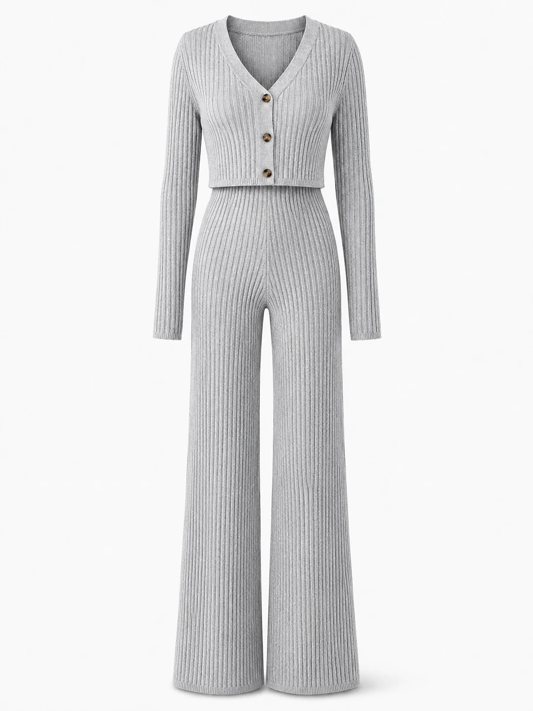 Ribbed Knit Wide Leg Set WHD0606597