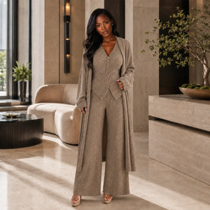 Ribbed Knit Three Piece Set WHD0606599