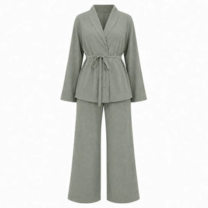 Tie-Waist Wide Leg Set WHD0606601