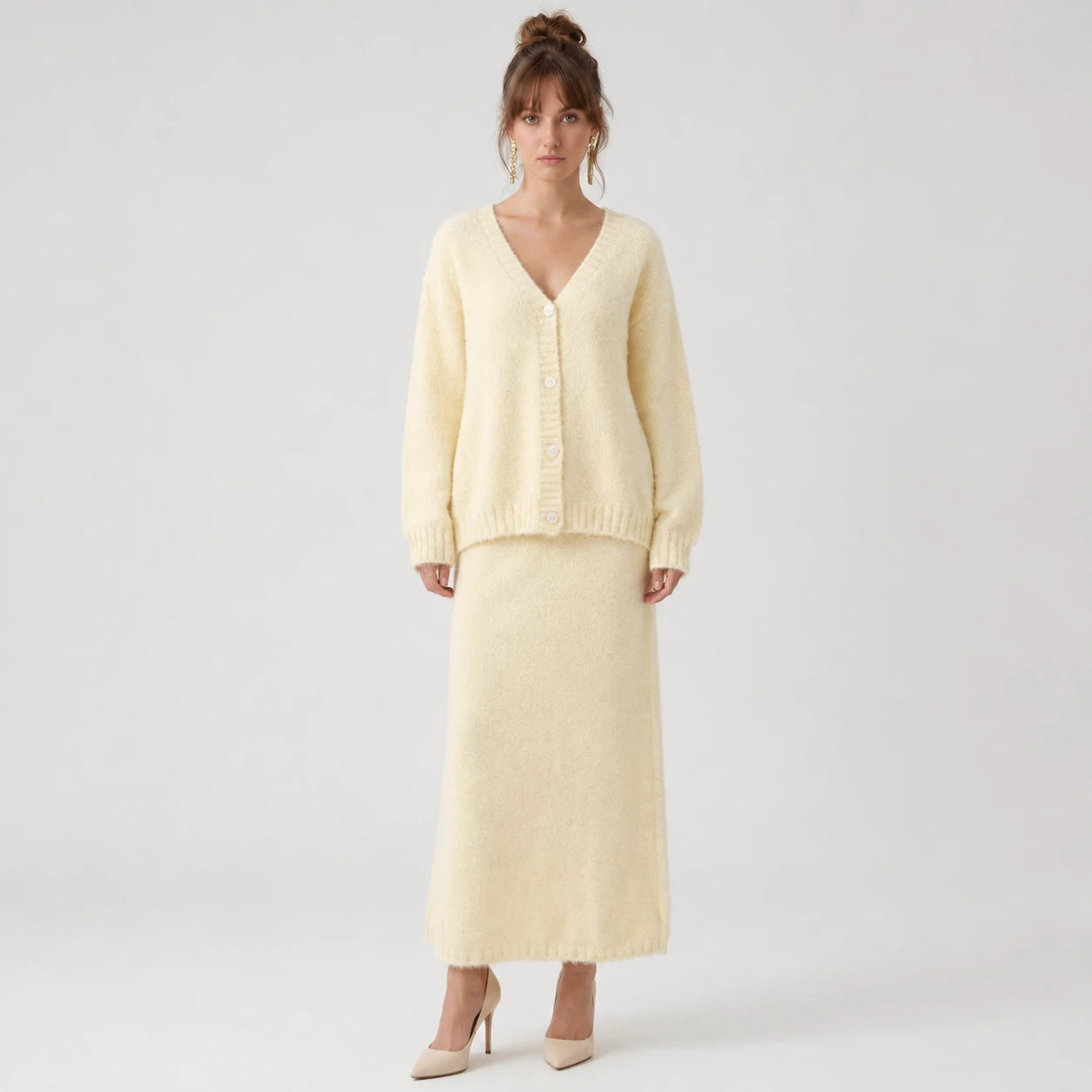 Fuzzy Knit Skirt Set WHD0606605