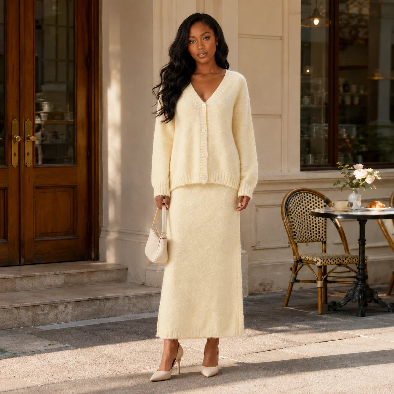 Fuzzy Knit Skirt Set WHD0606605