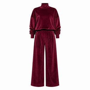 Mock Neck Wide Leg Set WHD0606606
